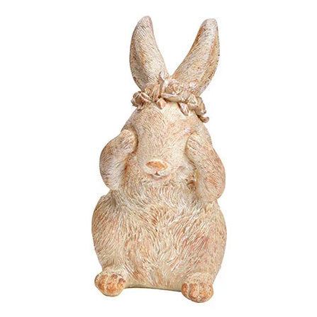 Hase mit Blumenband – Polyresin Natur 5x10x6 cm