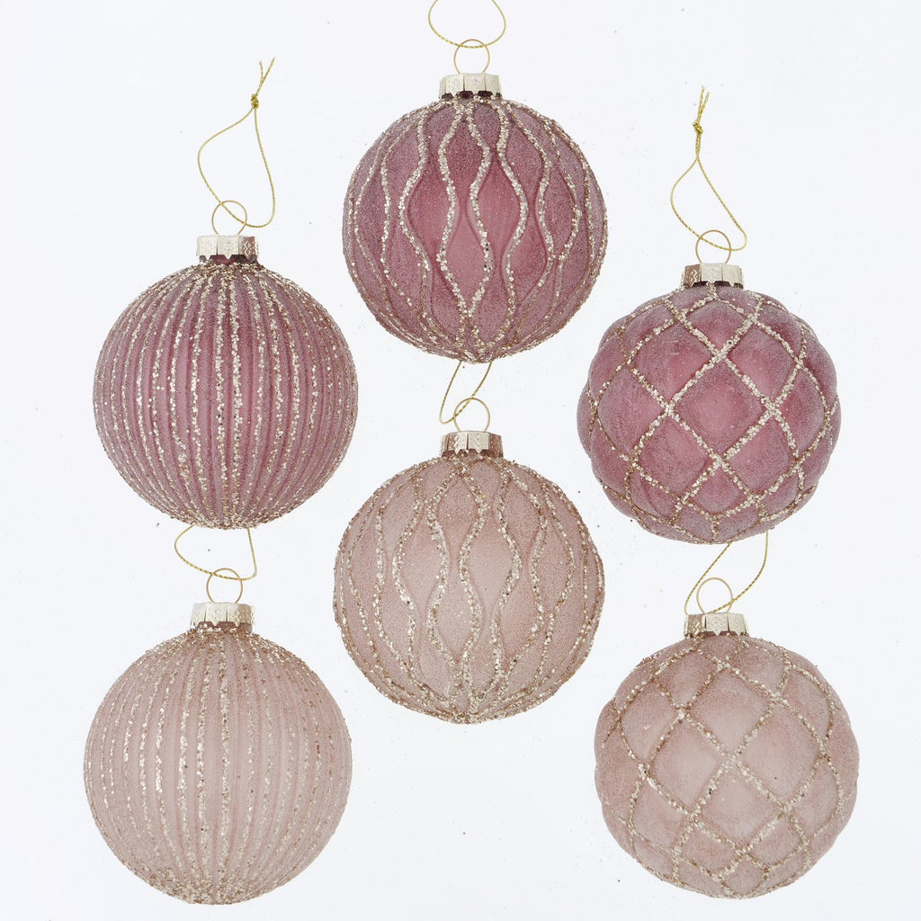 Weihnachtskugel Taina - Handgearbeitete Glaskugel Rosa 8 cm