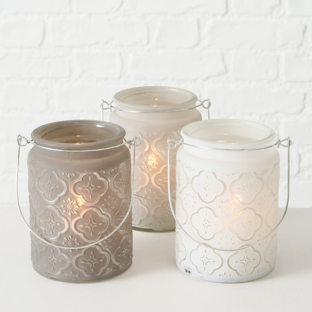 Windlicht Tunis aus Glas mit Henkel – 13 cm