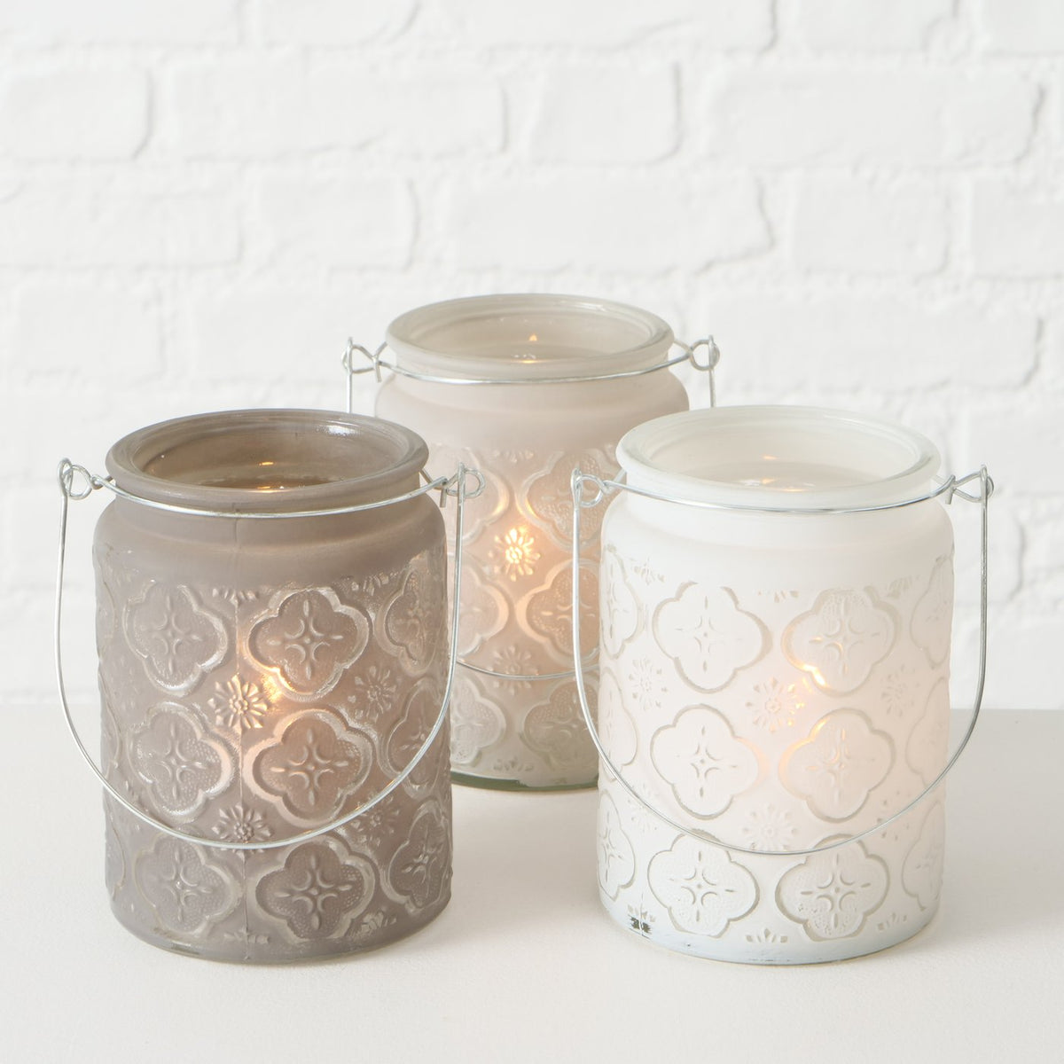 Windlicht Tunis aus Glas mit Henkel – 13 cm