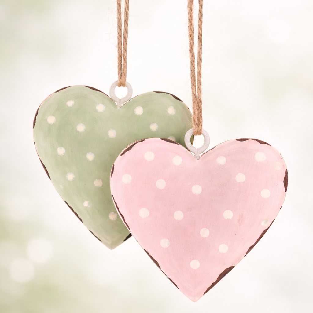 Metallherz gepunktet - Dekoherz zum Aufhängen