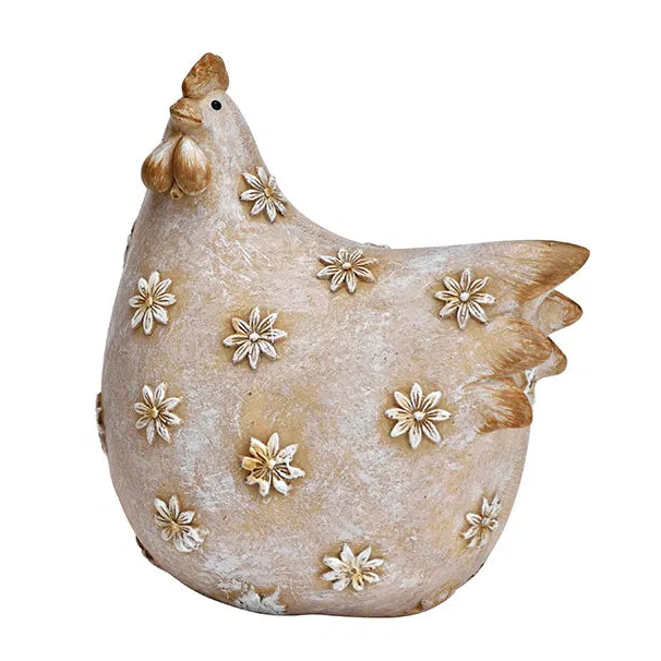 Hahn & Huhn Deko-Figuren Set – Polyresin Natur 10x12x6 cm