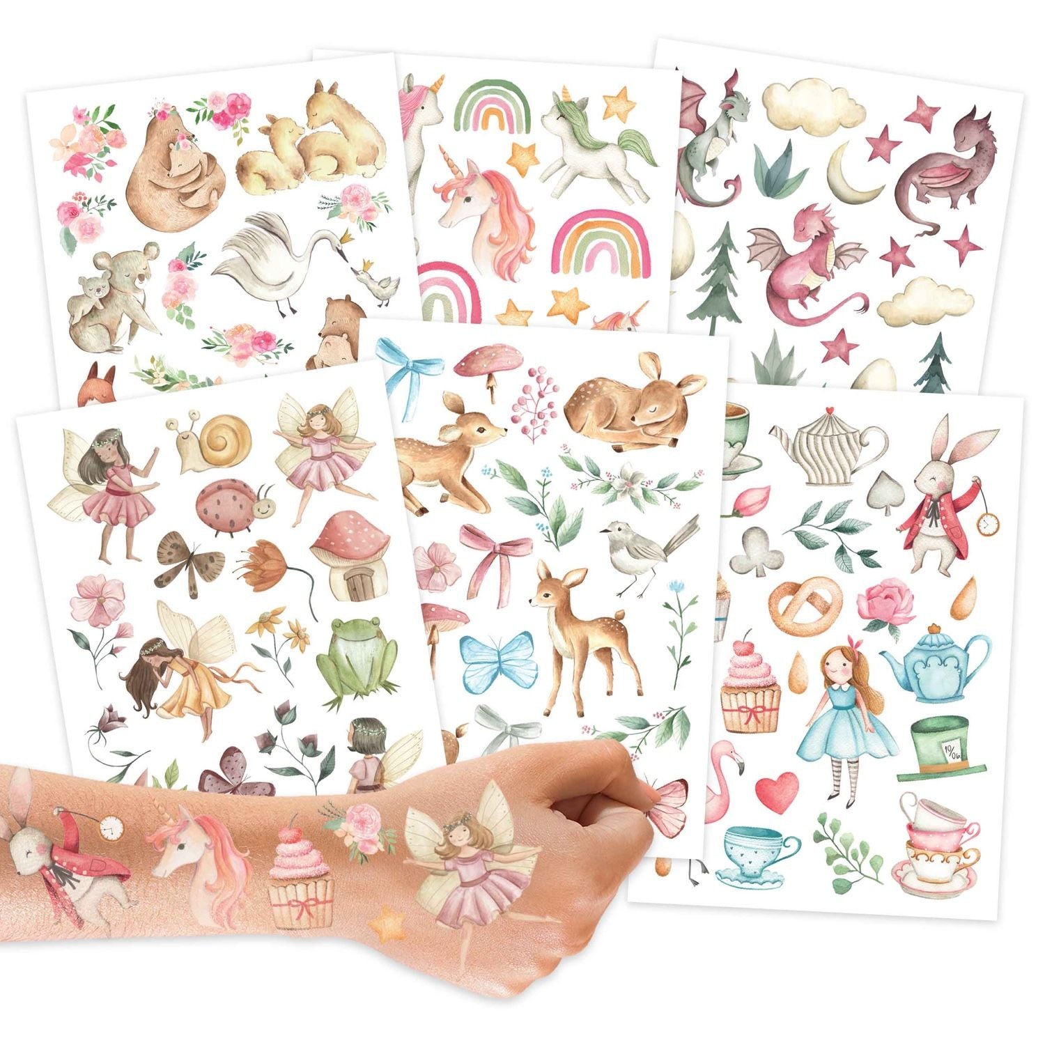 Kindertattoos – 6 Bögen, hautfreundlich & wasserfest