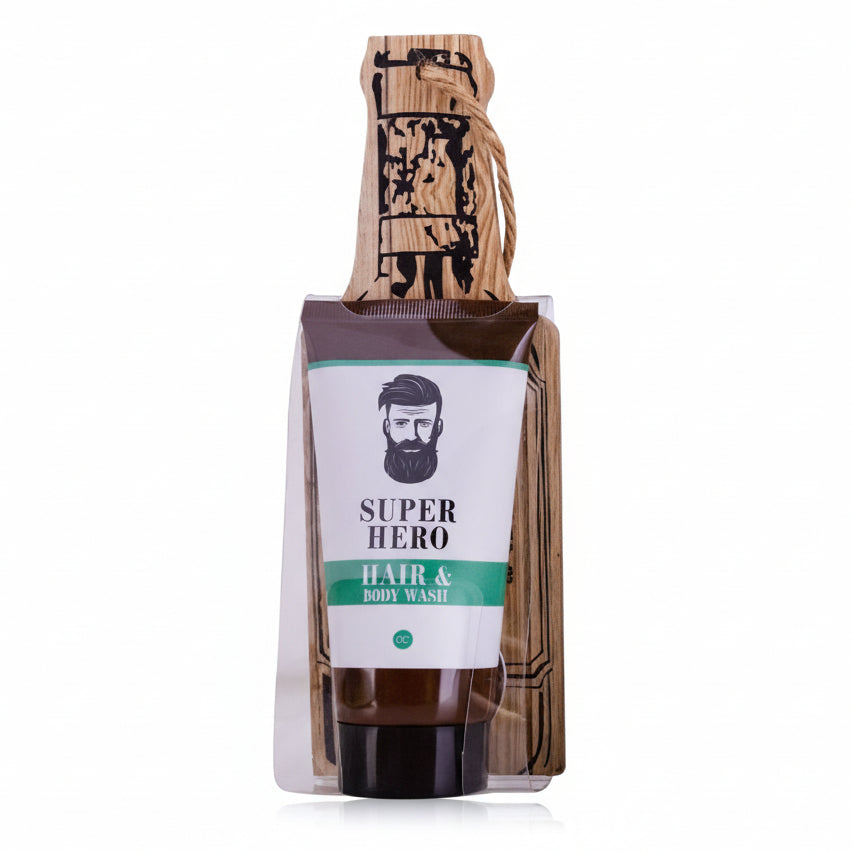 Geschenkset Men's Style – Holz-Flaschenöffner & Duschgel/Shampoo
