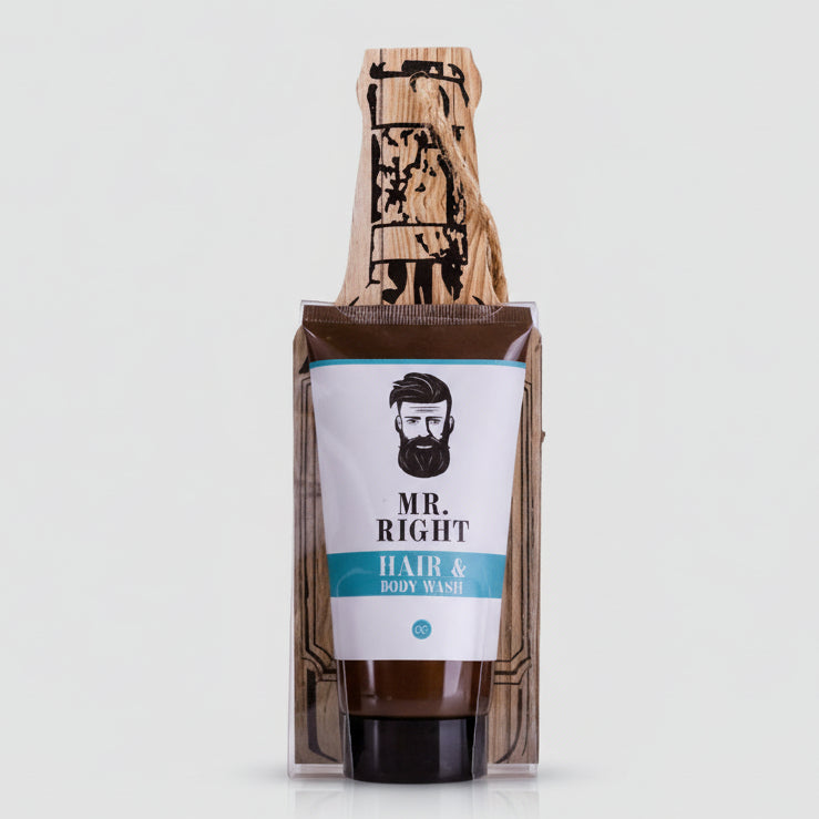 Geschenkset Men's Style – Holz-Flaschenöffner & Duschgel/Shampoo