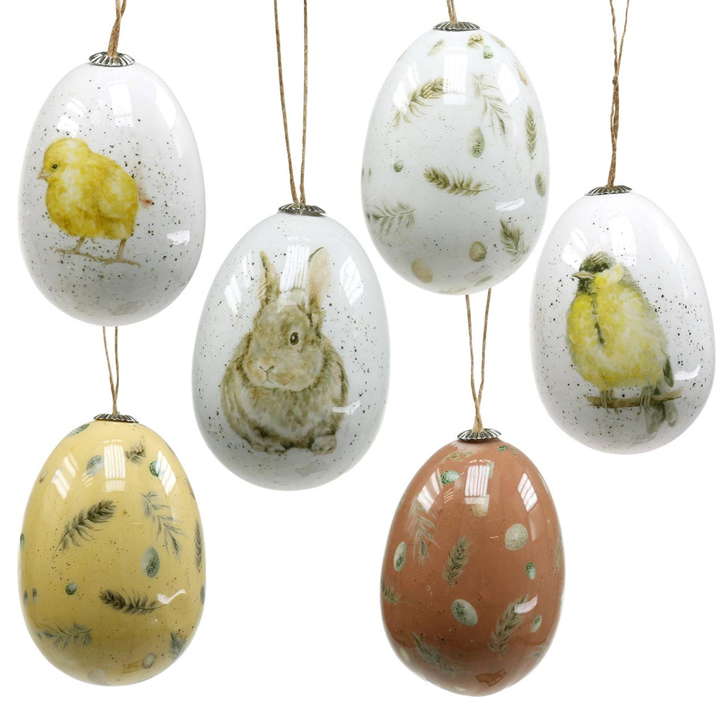 Ostereier zum Hängen Groß – Deko-Eier Weiß, Gelb, Braun für Ostern