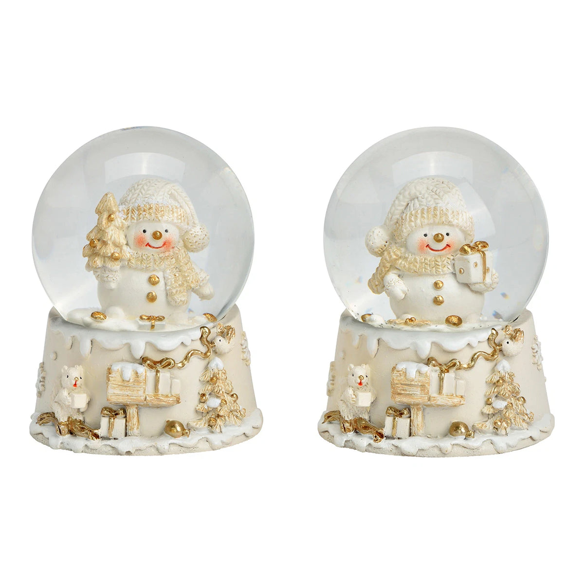 Schneekugel mit Schneemann – Weihnachtszauber in Gold