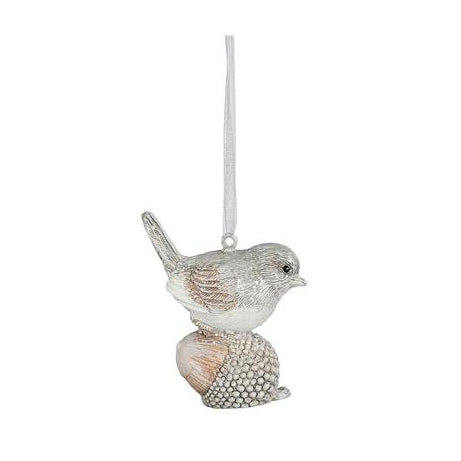 Weihnachtskugel Vögel – Grau, 6 cm, Christbaumschmuck