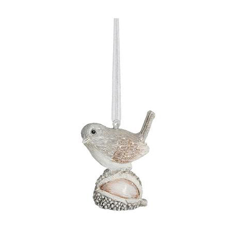 Weihnachtskugel Vögel – Grau, 6 cm, Christbaumschmuck