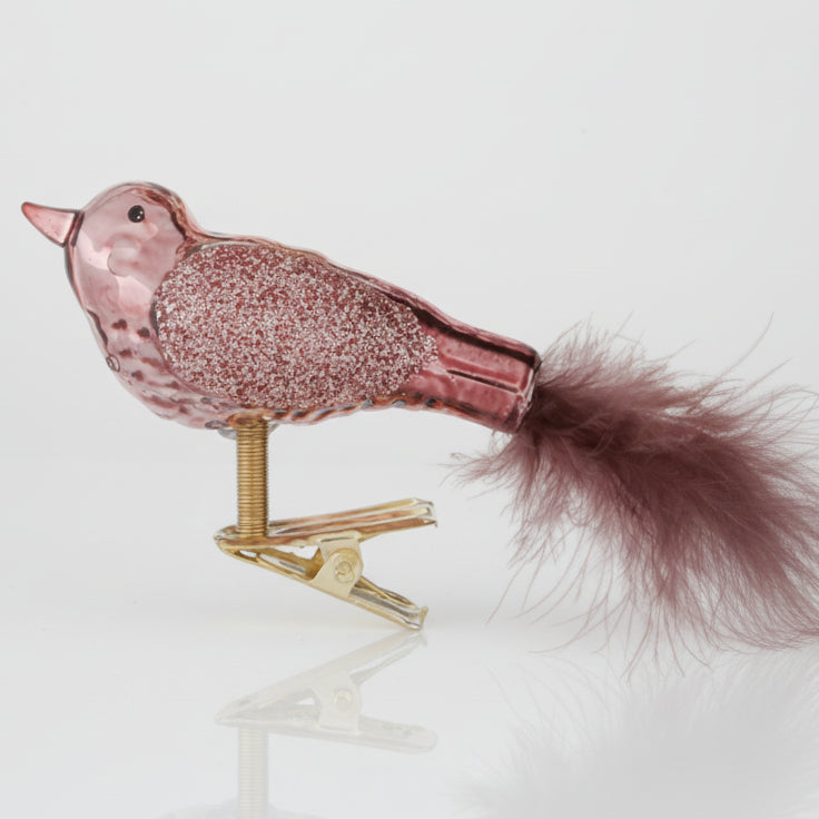 Deko-Vogel aus Glas in Antikgold & Rosa