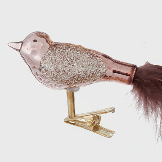 Deko-Vogel aus Glas in Antikgold & Rosa
