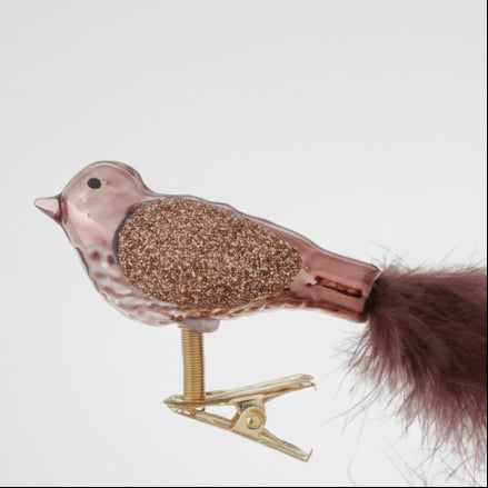 Deko-Vogel aus Glas in Antikgold & Rosa