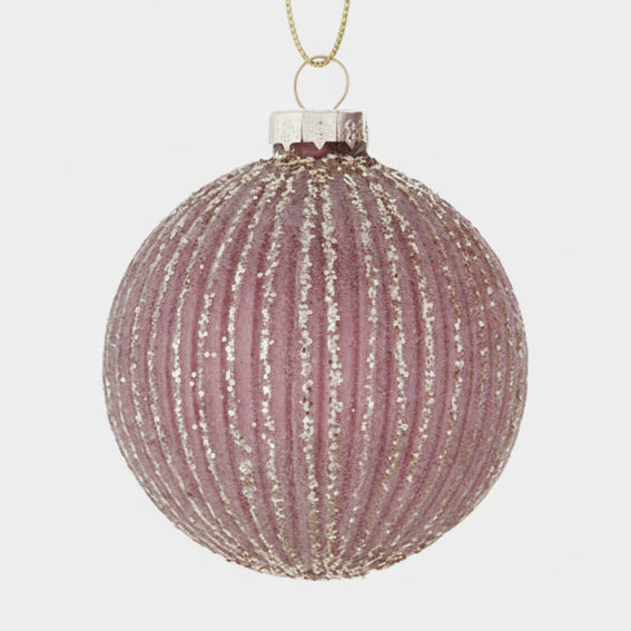 Weihnachtskugel Taina - Handgearbeitete Glaskugel Rosa 8 cm