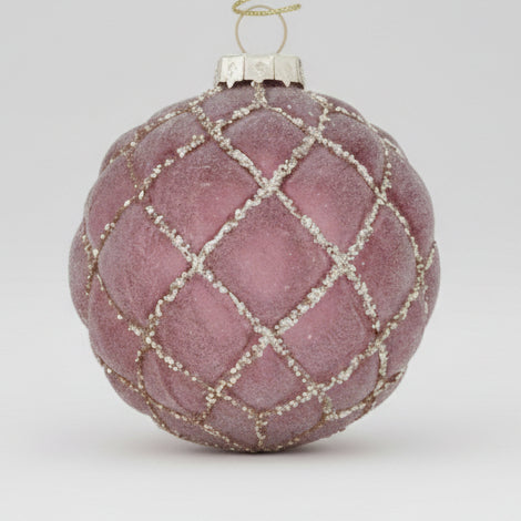 Weihnachtskugel Taina - Handgearbeitete Glaskugel Rosa 8 cm