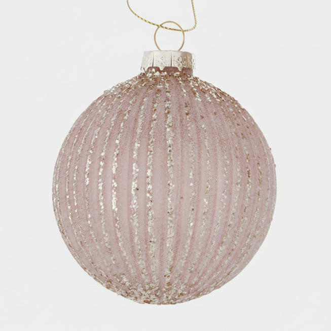 Weihnachtskugel Taina - Handgearbeitete Glaskugel Rosa 8 cm