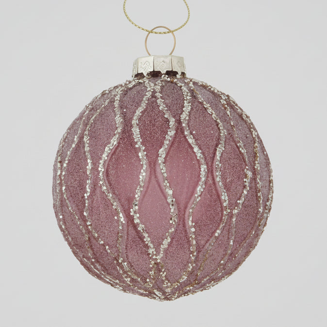 Weihnachtskugel Taina - Handgearbeitete Glaskugel Rosa 8 cm