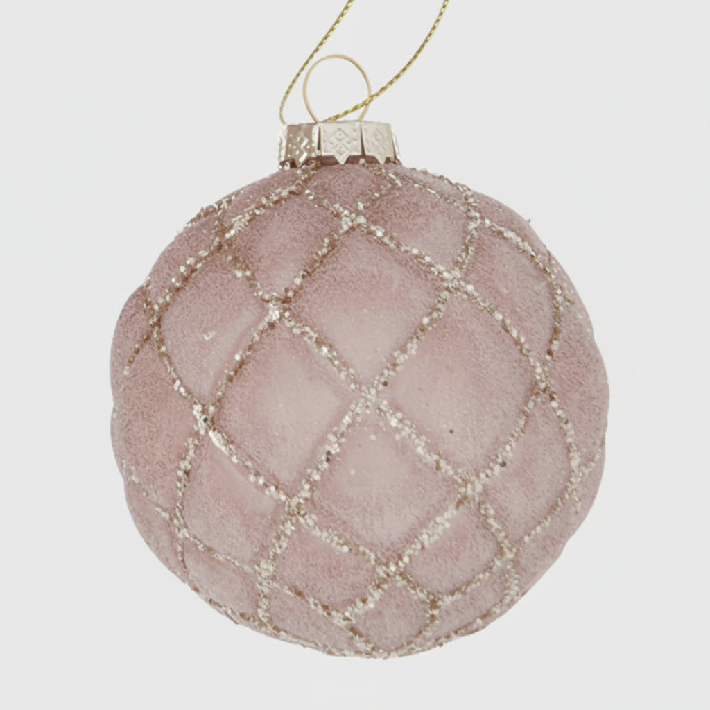 Weihnachtskugel Taina - Handgearbeitete Glaskugel Rosa 8 cm