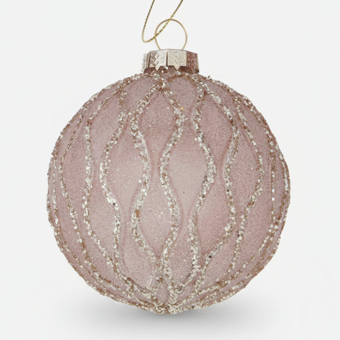 Weihnachtskugel Taina - Handgearbeitete Glaskugel Rosa 8 cm