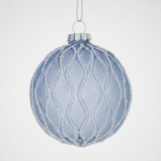 Weihnachtskugel Bayou – Ø 8 cm, Glas, Blau/Hellblau mit Glitzer