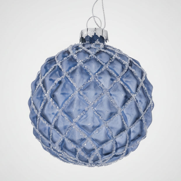 Weihnachtskugel Bayou – Ø 8 cm, Glas, Blau/Hellblau mit Glitzer