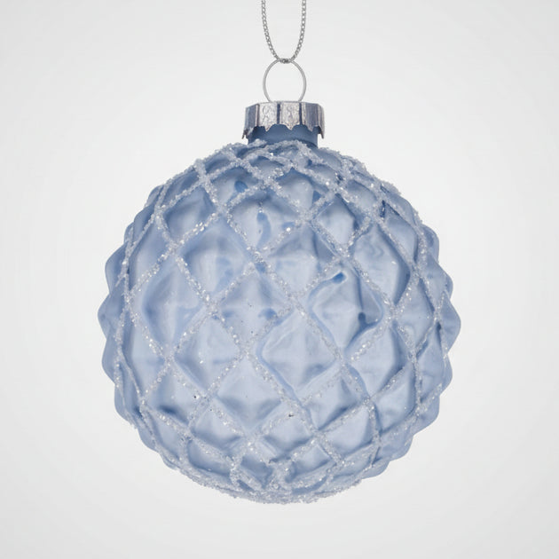 Weihnachtskugel Bayou – Ø 8 cm, Glas, Blau/Hellblau mit Glitzer