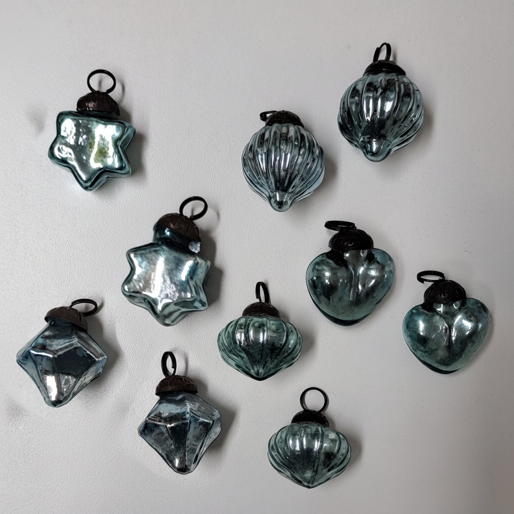 Mini Weihnachtskugeln antik türkis
