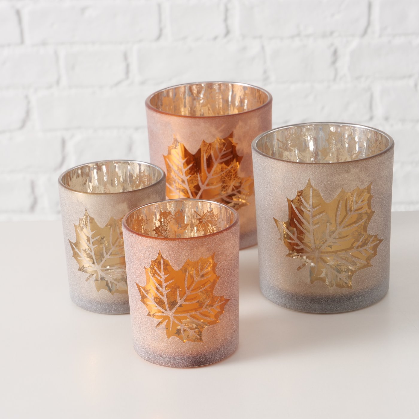 Windlicht Leavy – Glas mit Blattmotiv