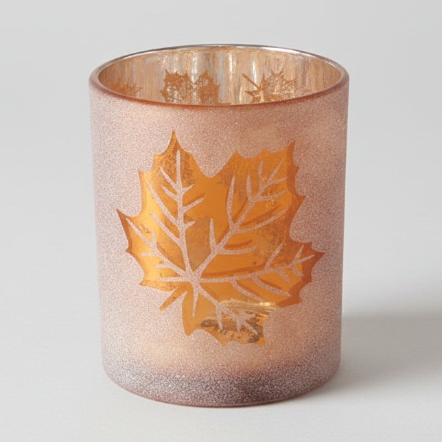 Windlicht Leavy – Glas mit Blattmotiv