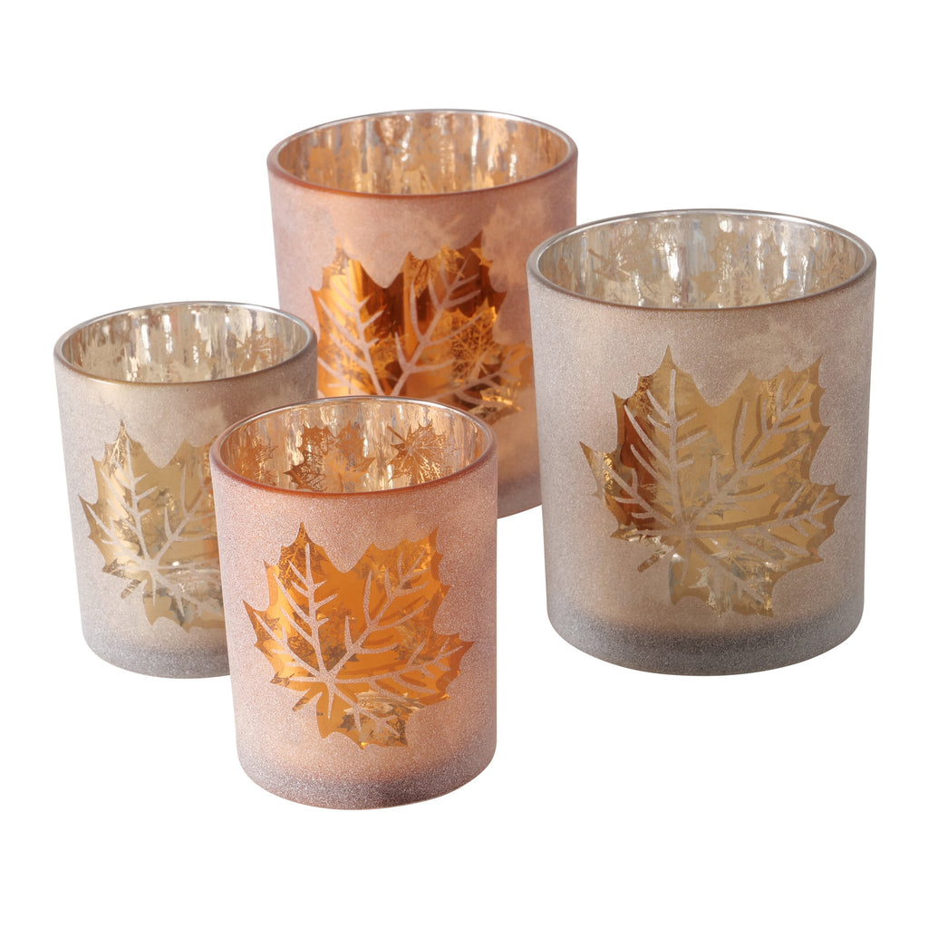 Windlicht Leavy – Glas mit Blattmotiv