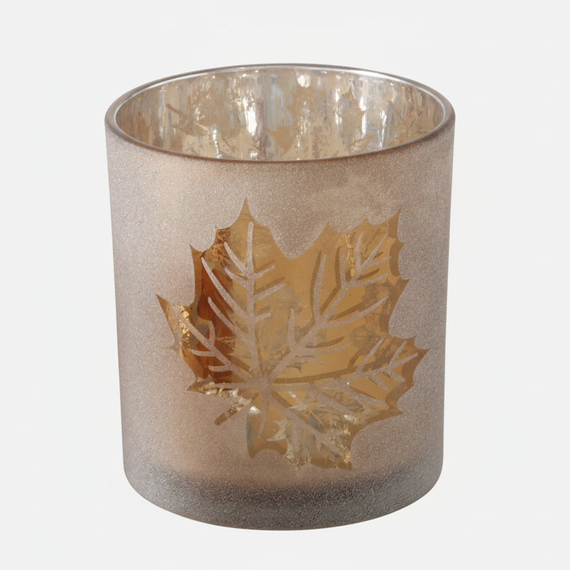 Windlicht Leavy – Glas mit Blattmotiv
