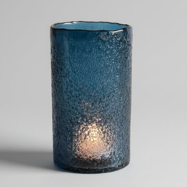 Windlicht Petrol-Blau mit Struktur