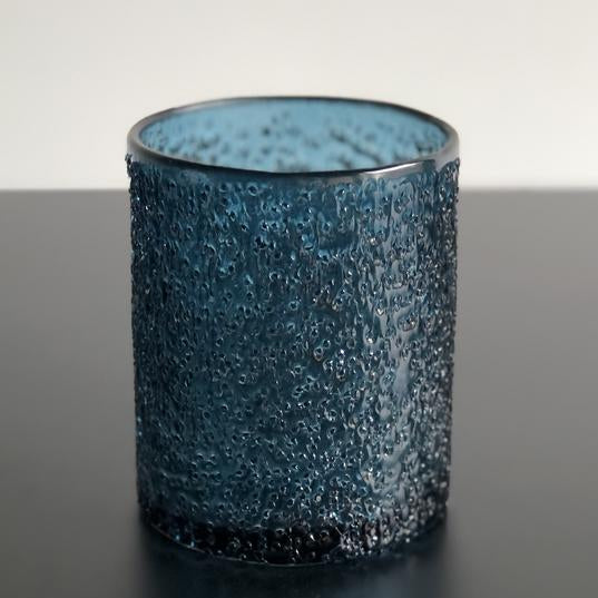 Windlicht Petrol-Blau mit Struktur