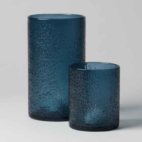 Windlicht Petrol-Blau mit Struktur