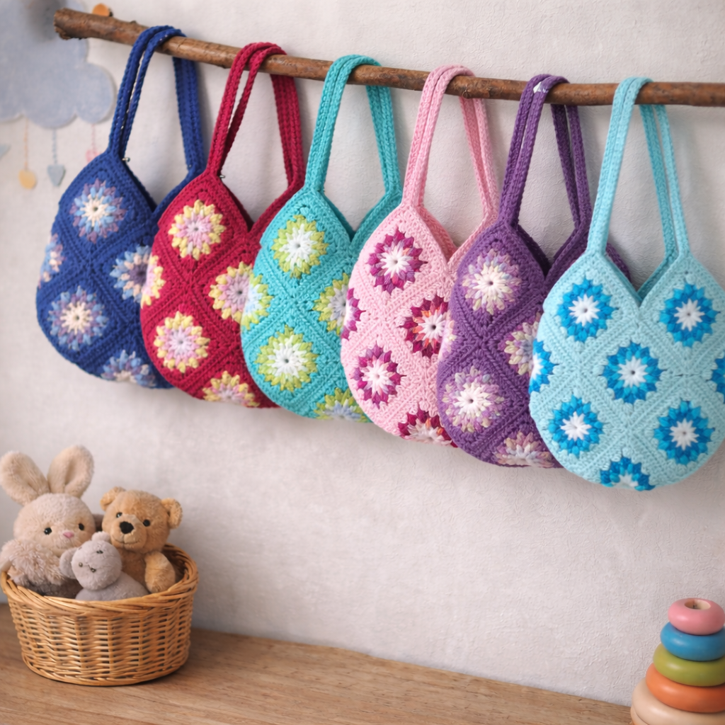 Handgefertigte Kindertasche – Granny Square Design