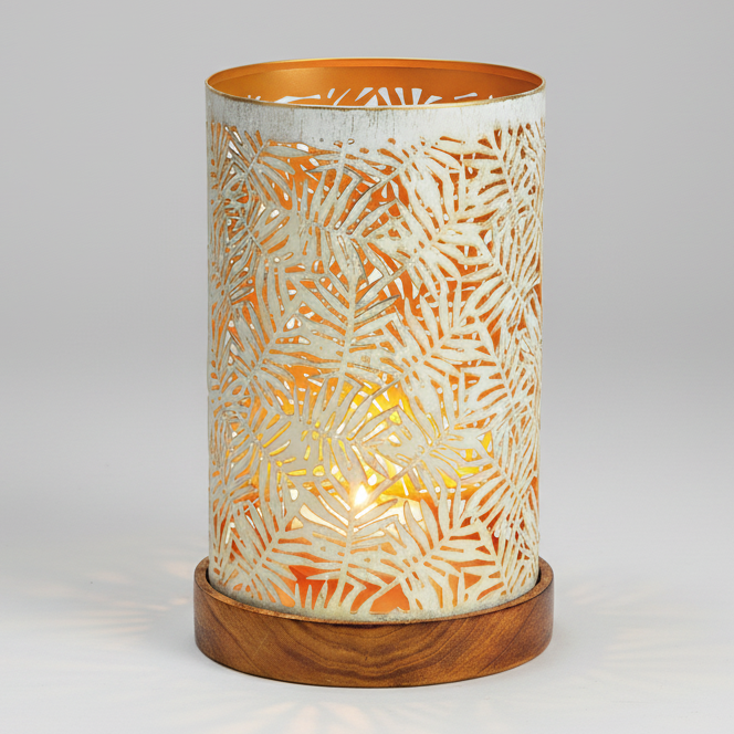 Windlicht Metall & Holz - Rustikale Laterne für stimmungsvolles Ambiente