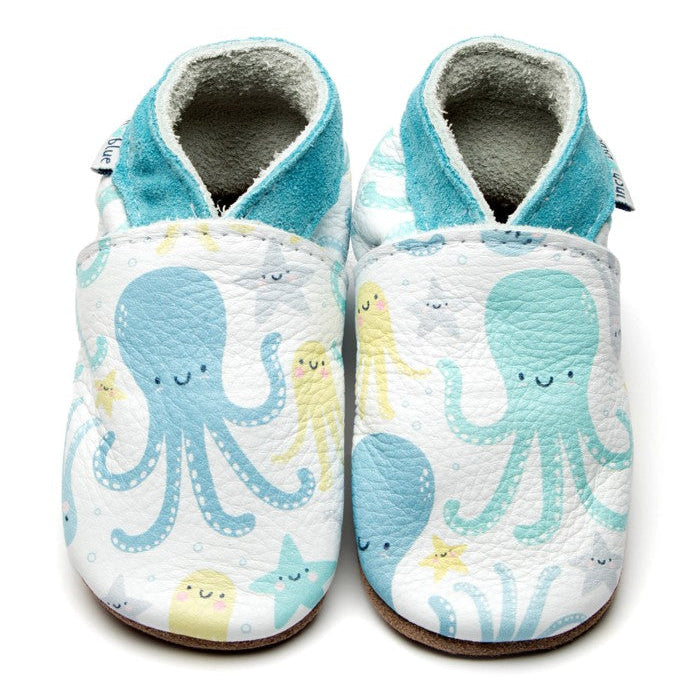 Lederfinkli Octopus- Handgefertigte Baby-Lederschuhe aus Großbritannien