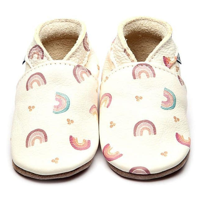 Lederfinkli Regenbogen- Handgefertigte Baby-Lederschuhe aus Großbritannien