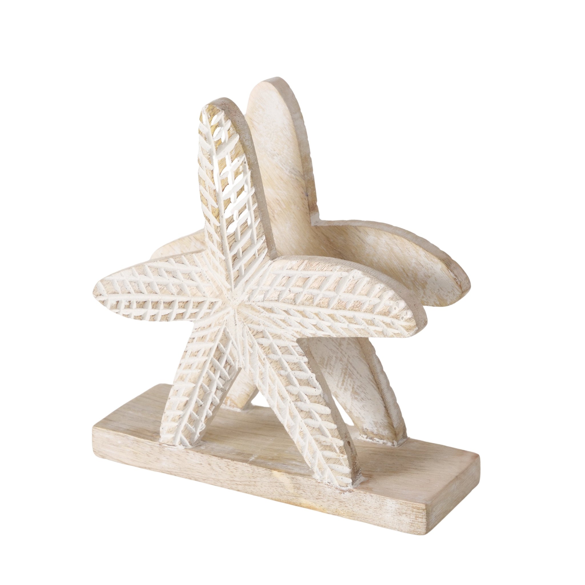 Serviettenhalter Tenila Seestern – Handgearbeitetes Mangoholz in Shabby-Weiß