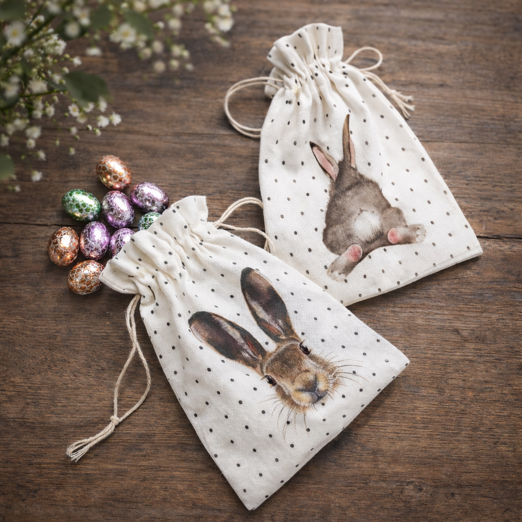 Happy Hase Baumwollbeutel – Süßes Ostersäckli für Kinder