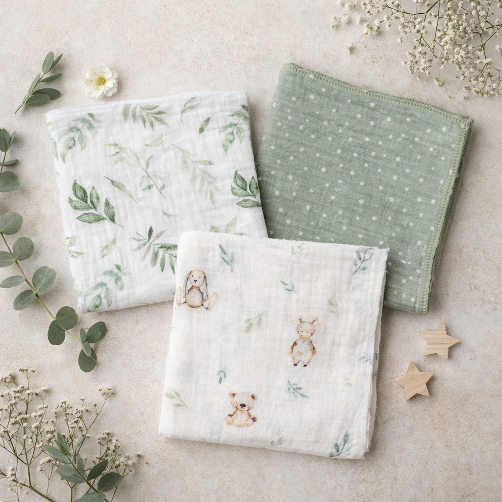 Nuscheli bedruckt – Swiss Made, 100% Baumwolle